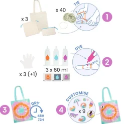 3 accessoires tie-dye à créer "Sunshine camp" DIY 7942<Djeco Store