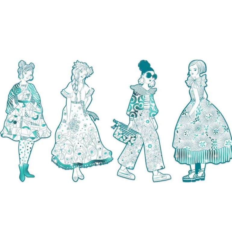 4 coloriages mode "Rebekka & ses amies" Les demoiselles 9545<Djeco Cheap