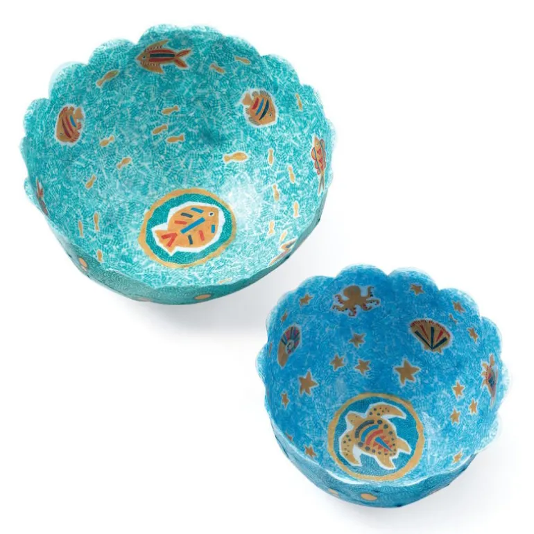 2 coupelles bleues en papier à créer "Dans la mer" 7983<Djeco Cheap