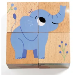 4 cubes puzzles en bois Wild & Co, 1904<Djeco Best