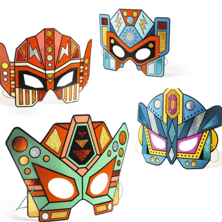 4 masques à métalliser "Super robots" DIY 7924<Djeco Hot