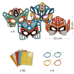 4 masques à métalliser "Super robots" DIY 7924<Djeco Hot