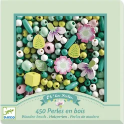 450 Perles en bois "Feuilles et fleurs" 9808<Djeco Cheap