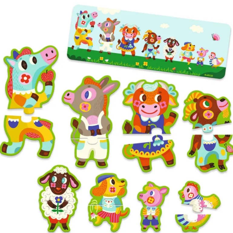 8 puzzles duo "Grands et petits à la ferme" 8266<Djeco Cheap