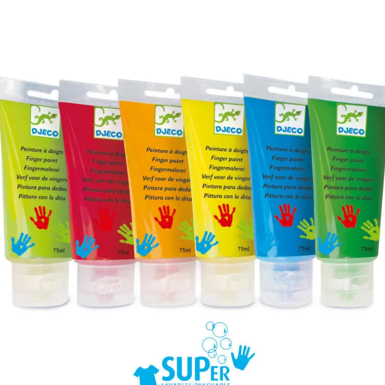 6 tubes de peinture à doigts pour enfant 8860<Djeco Hot