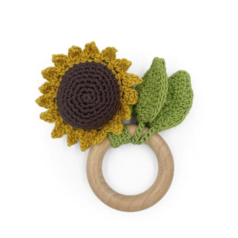 Anneau de dentition "Eté" hochet en crochet en coton bio The veggy toys<MyuM Cheap