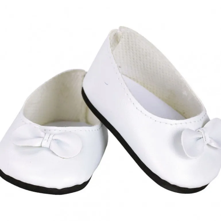 Ballerines blanches avec noeud pour poupées de 28 cm<Petitcollin Fashion