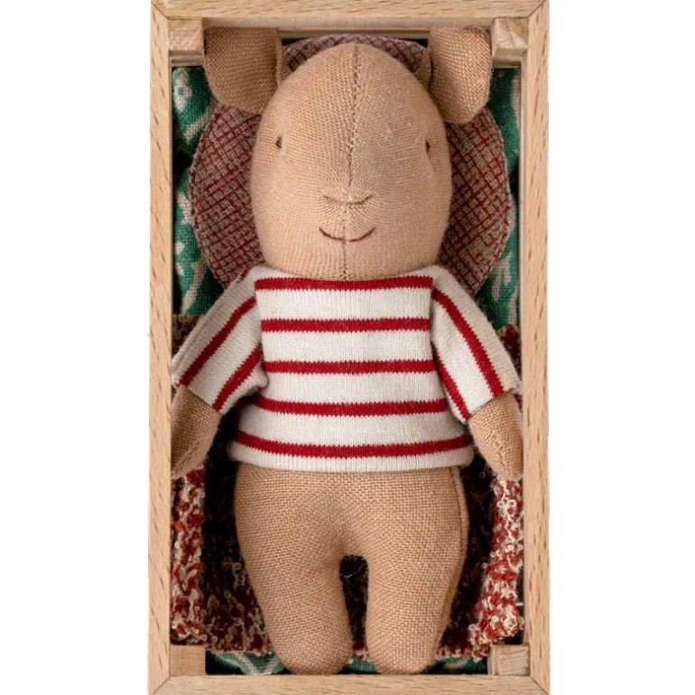 Bébé cochon dans sa caissette - Marinière rouge et blanche<Maileg Hot