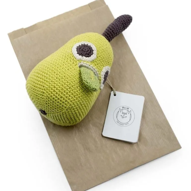 Boîte à musique poire en crochet "The veggy toys", coton bio<MyuM Store