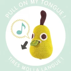 Boîte à musique poire en crochet "The veggy toys", coton bio<MyuM Store