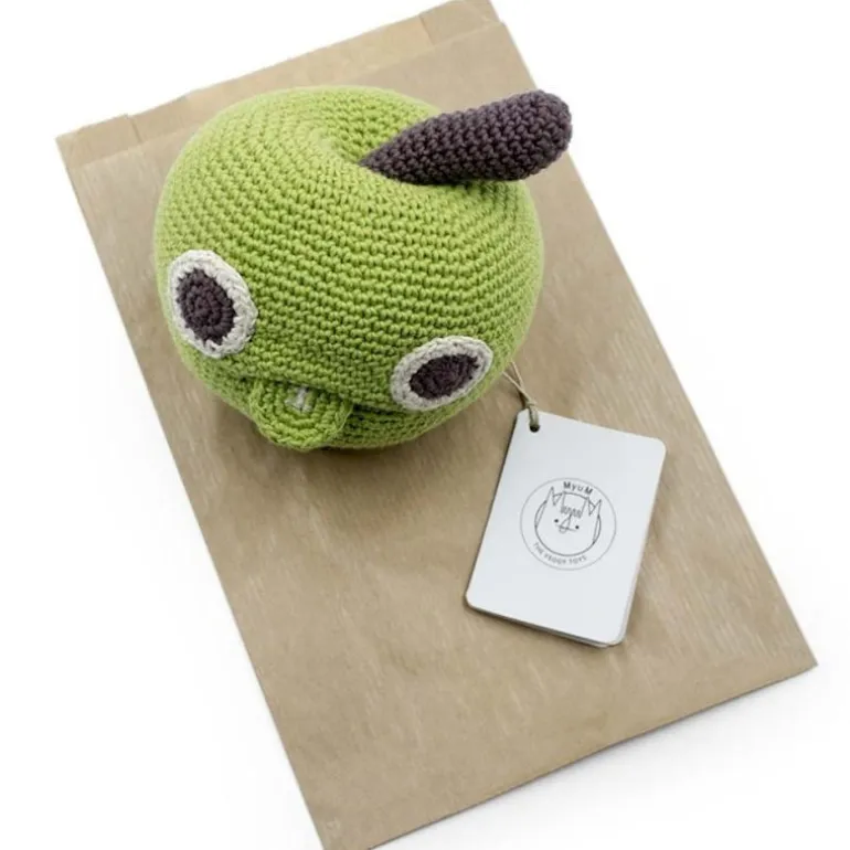 Boîte à musique pomme en crochet "The veggy toys", coton bio<MyuM Hot