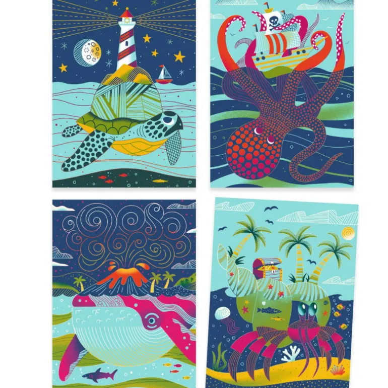 Cartes à gratter duo color "Dessus-dessous" 9714<Djeco Cheap