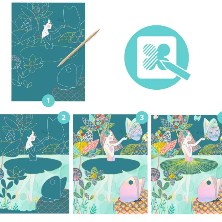 Cartes à gratter 'L'étang' 9716<Djeco Clearance