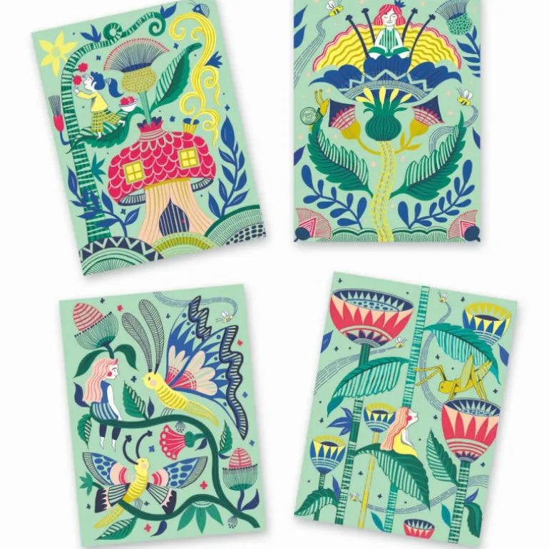 Cartes à gratter pastel 'Jardin fabuleux' 9719<Djeco Cheap