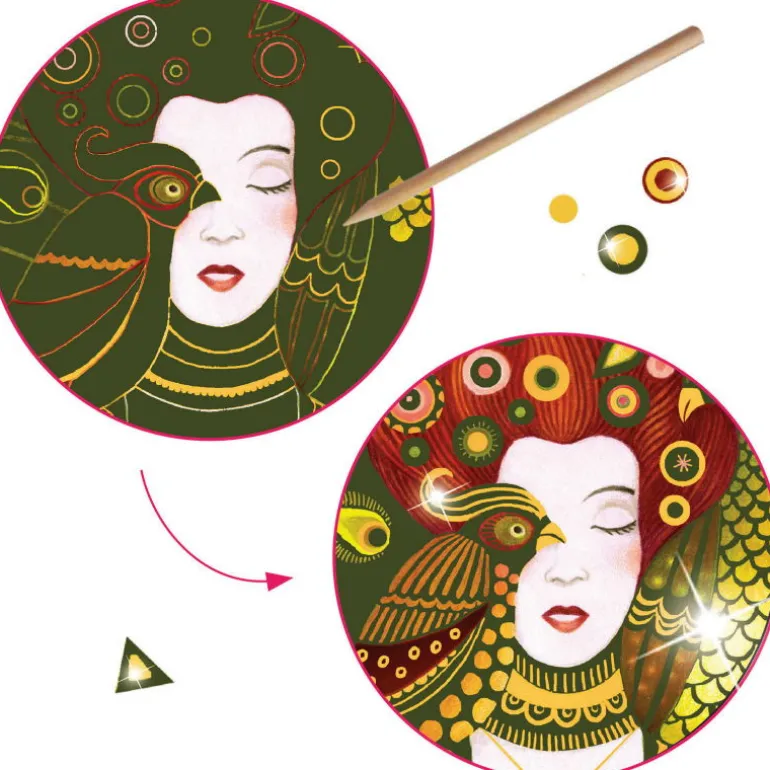 Cartes à gratter "Golden Muses" 9374 inspired by Gustav Klimt<Djeco Fashion