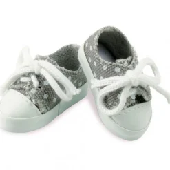 Chaussures en toile grises à pois blancs pour poupées de 34 cm<Petitcollin Fashion