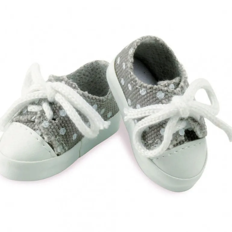 Chaussures en toile grises à pois blancs pour poupées de 34 cm<Petitcollin Fashion