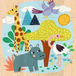 Coffret 3 puzzles en bois 'Animaux du monde' Michelle Carlslund 8530<VILAC Store