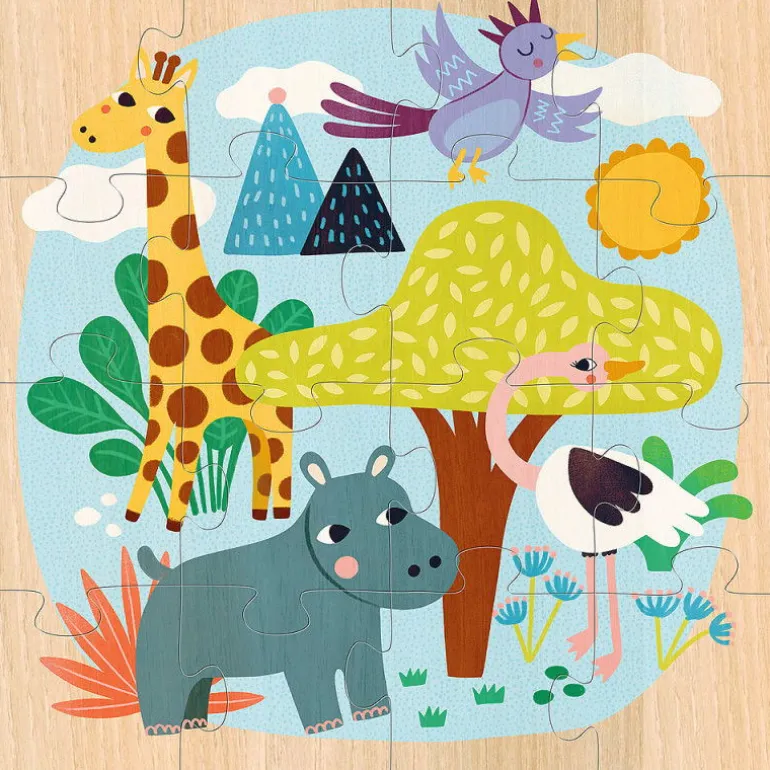 Coffret 3 puzzles en bois 'Animaux du monde' Michelle Carlslund 8530<VILAC Store