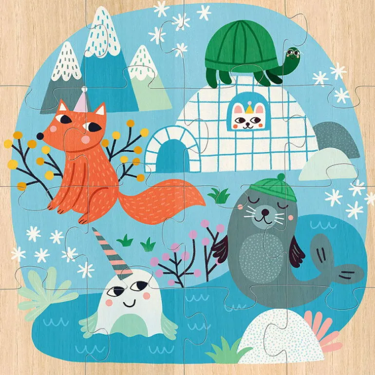 Coffret 3 puzzles en bois 'Animaux du monde' Michelle Carlslund 8530<VILAC Store