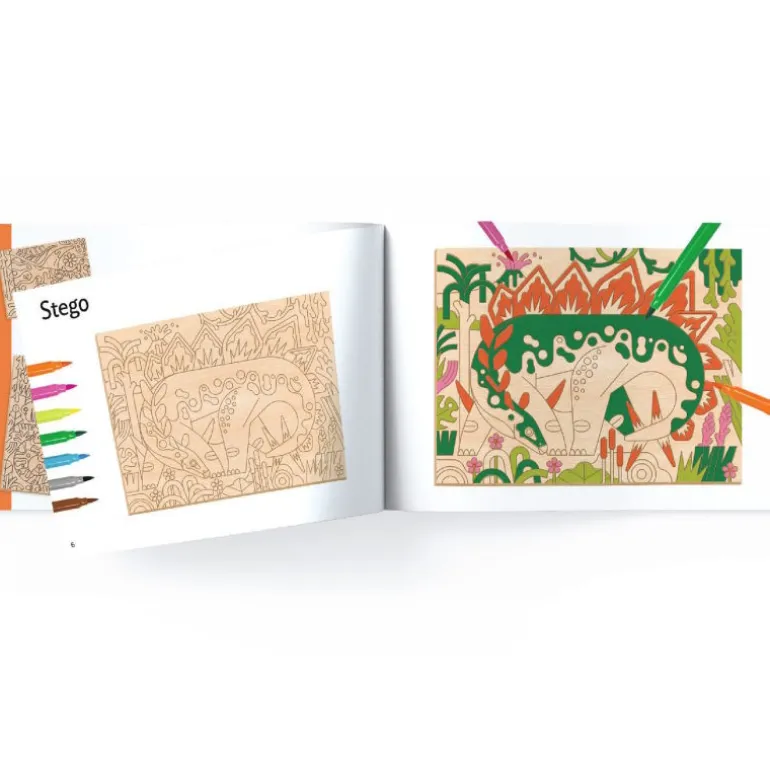 Coffret coloriage sur bois "Dino world" 8739<Djeco Online