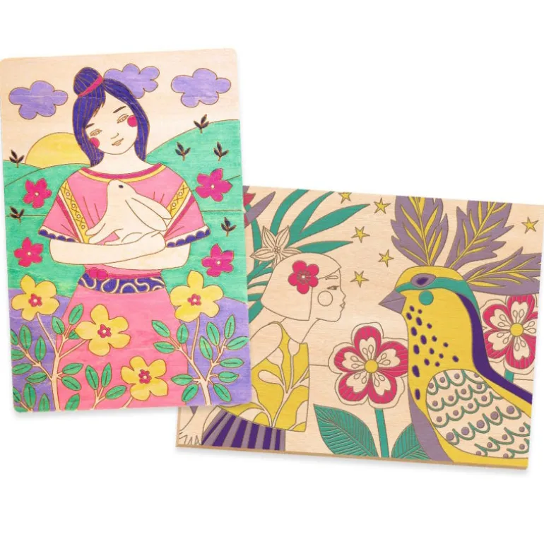 Coffret coloriage sur bois "Sweet girls" 8738<Djeco Cheap