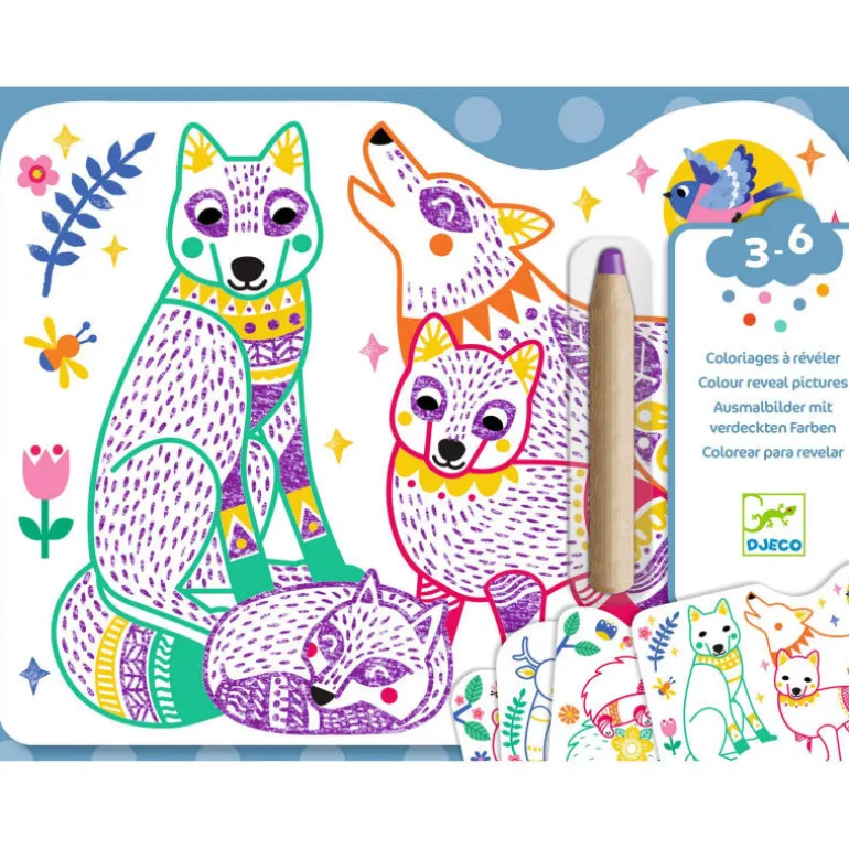 Coloriages à révéler "Familles de la forêt" 0065<Djeco Hot