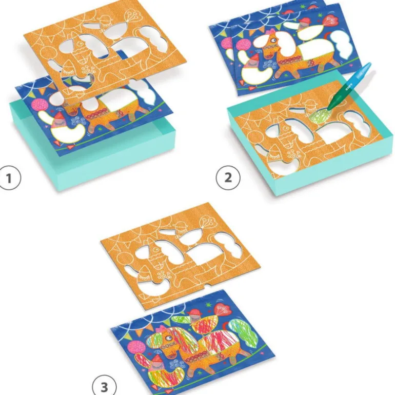 Coloriages pour les petits COLOR STOP "Fabuleux pochoirs" 8989<Djeco Best