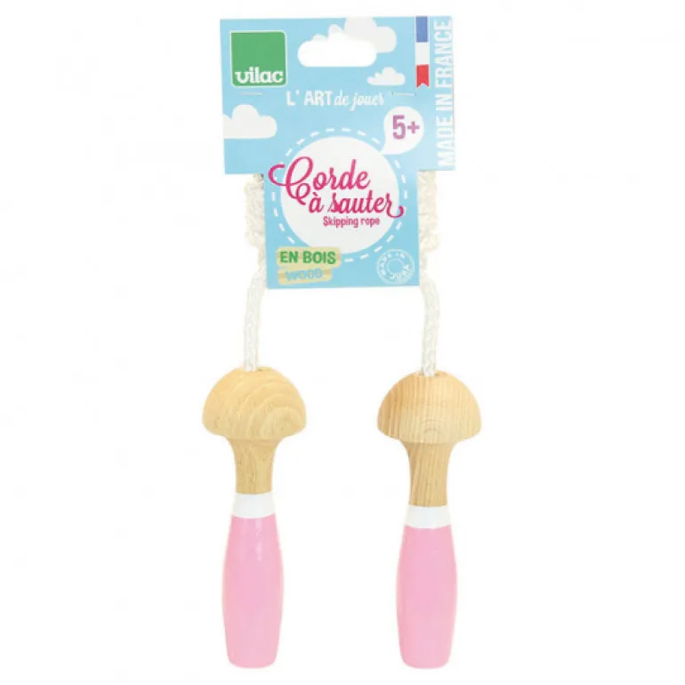 Corde à sauter en bois laqué rose 3008P<VILAC Discount