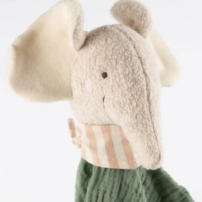 Doudou éléphant en mousseline de coton vert tilleul 39927<SIGIKID Fashion