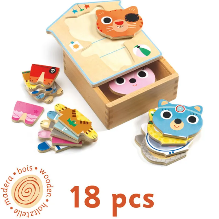 Dressup-mix, 6 puzzles 3 pièces 1678<Djeco New