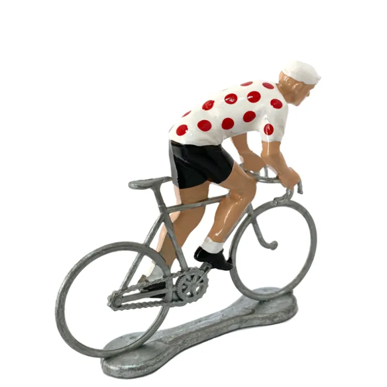 Figurine cycliste grimpeur maillot blanc pois rouges _ Bernard & Eddy<Bernard & Eddy Flash Sale