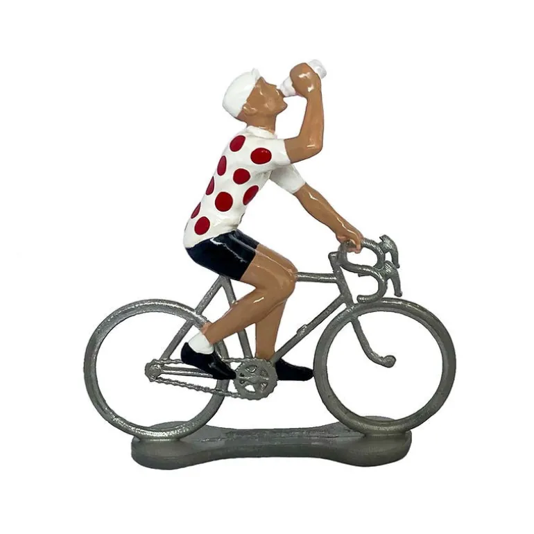 Figurine cycliste "assoiffé" maillot blanc à pois _ Bernard & Eddy<Bernard & Eddy Flash Sale
