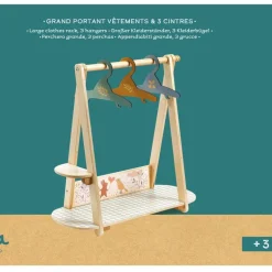 Grand portant vêtements & 3 cintres, accessoire pour poupée POMEA de 7782<Djeco Cheap