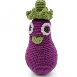 Hochet aubergine en crochet "The veggy toys", coton bio<MyuM Clearance