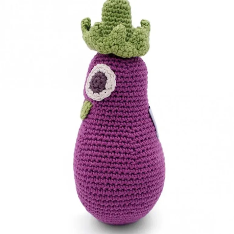 Hochet aubergine en crochet "The veggy toys", coton bio<MyuM Clearance