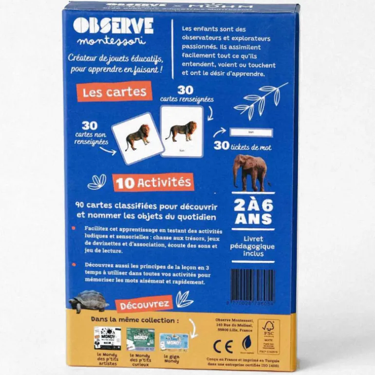 Imagier ANIMAUX mini Mondy, cartes de nomenclature<Observe Montessori Discount