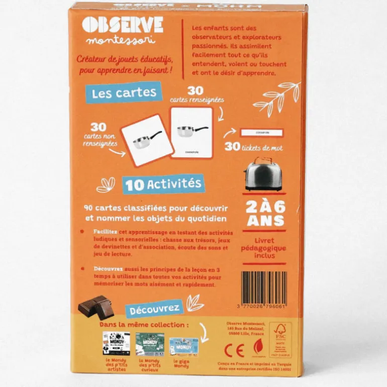 Imagier CUISINE & ALIMENTS mini Mondy, cartes de nomenclature<Observe Montessori Cheap