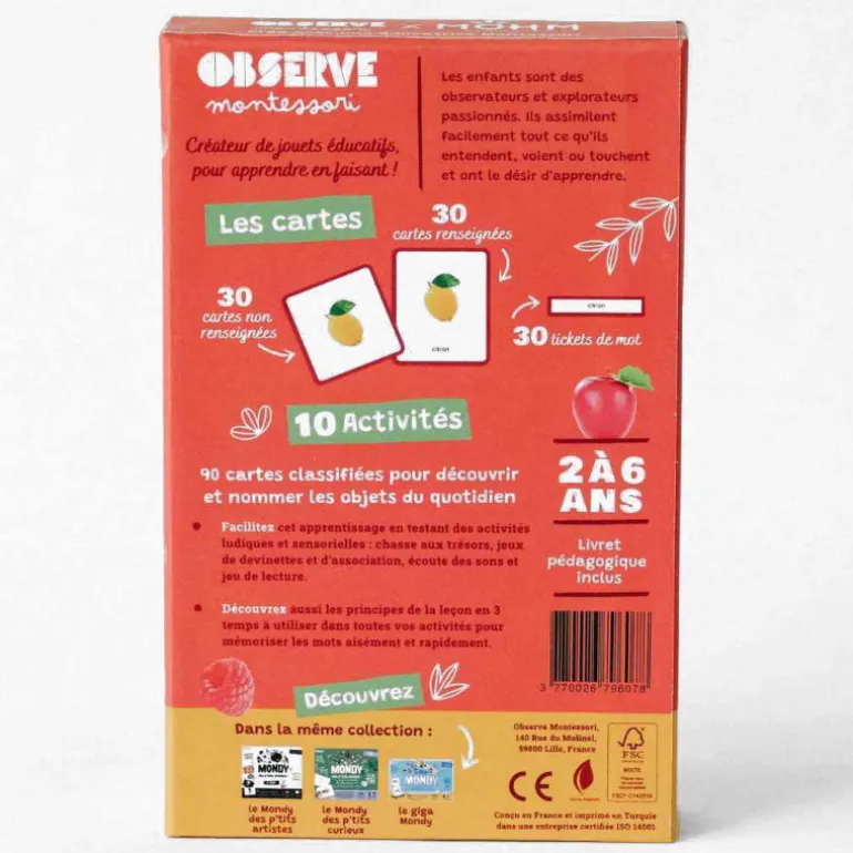 Imagier FRUITS & LEGUMES mini Mondy, cartes de nomenclature<Observe Montessori Cheap