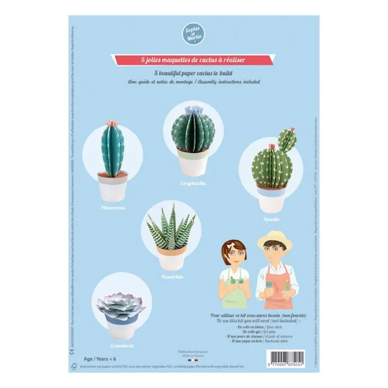 Les petits cactus, maquettes en papier ''<Sophie et Martin Discount
