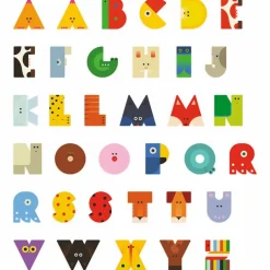 Lettre T en bois Animaux graphiques / orange et rouge foncé<Djeco Flash Sale