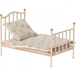 Lit vintage en métal couleur rose pour souris<Maileg Online
