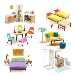 Maison de poupées meublée Cubic + Poupées<Djeco Store