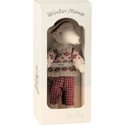Maman souris aux sports d'hiver sur ses skis - Rouge<Maileg New