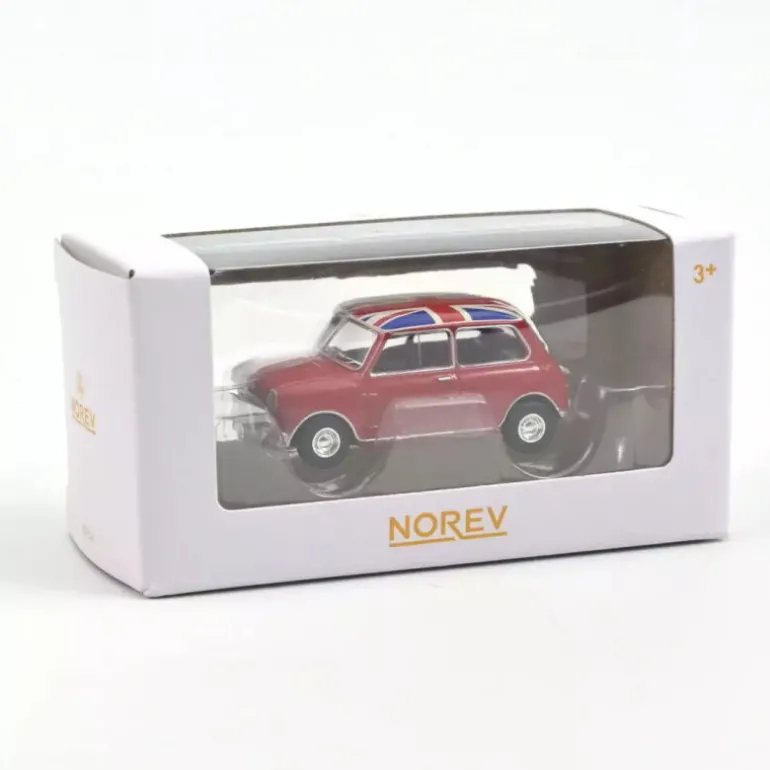 Mini Cooper S 1964 rouge avec drapeau anglais, voiture 1/64<NOREV Fashion