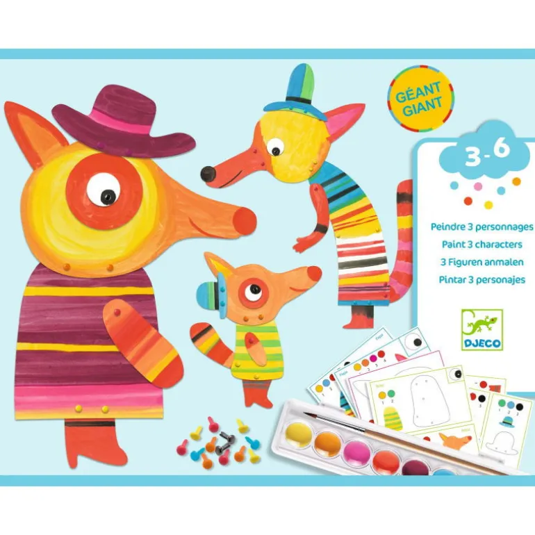 Peindre 3 personnages géants "La famille Renard" 9897<Djeco Sale