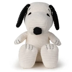Peluche Snoopy assis en velours côtelé crème - 27cm en boîte cadeau<Peluches Miffy & Snoopy Fashion
