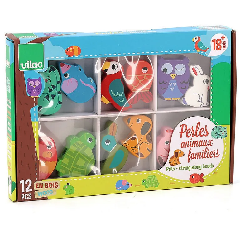 Perles en bois à enfiler "Animaux familiers" 1504<VILAC Cheap