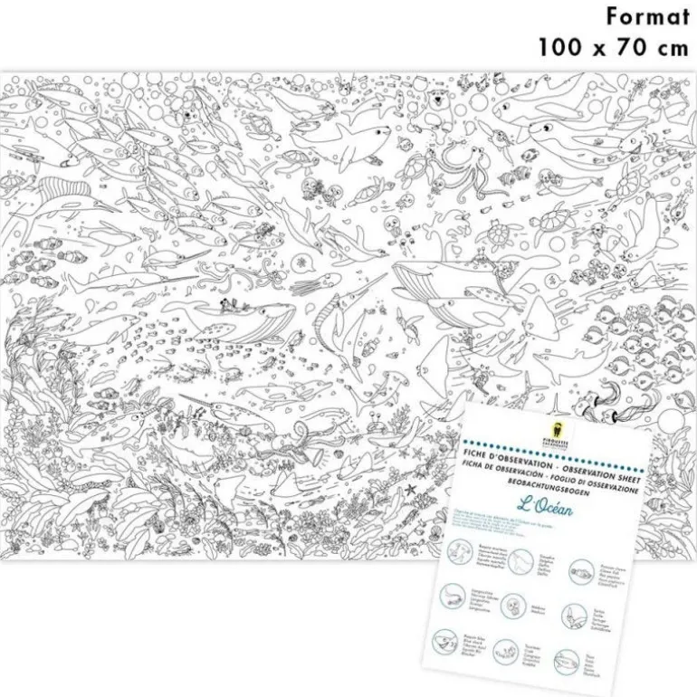 Poster géant à colorier 'L'océan' Pirouette Cacahouète<PIROUETTE CACAHOUETE Shop