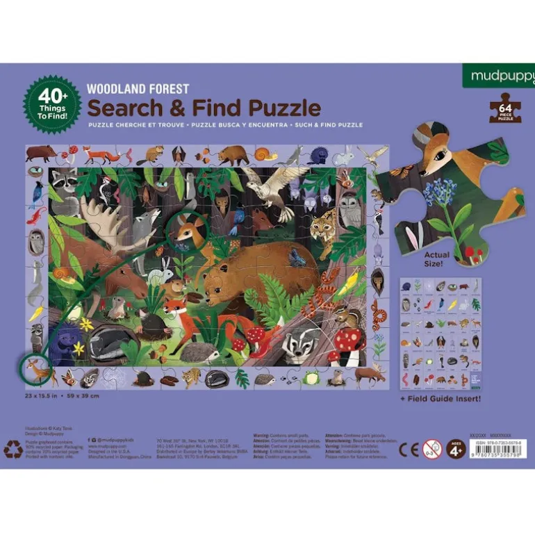 Puzzle 'Cherche & Trouve' Animaux de la forêt 64 pcs<Mudpuppy New